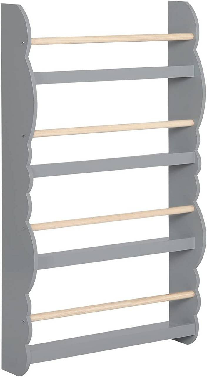 24goodz Children's Book Shelf Wall Unit - Safe and Eco-Friendly - E1 MDF and Pine Wood - For Children aged 3+ - Grey + Light Oak