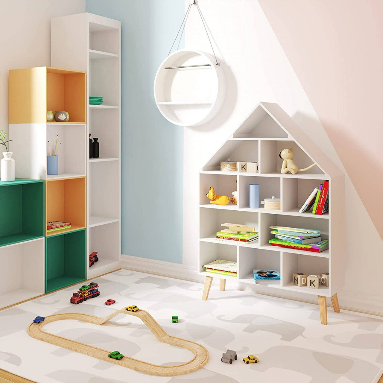 24goodz Kids Bookcase - Stable and Safe Design - Ample Storage Space - MDF - For Children aged 3 and up - White
