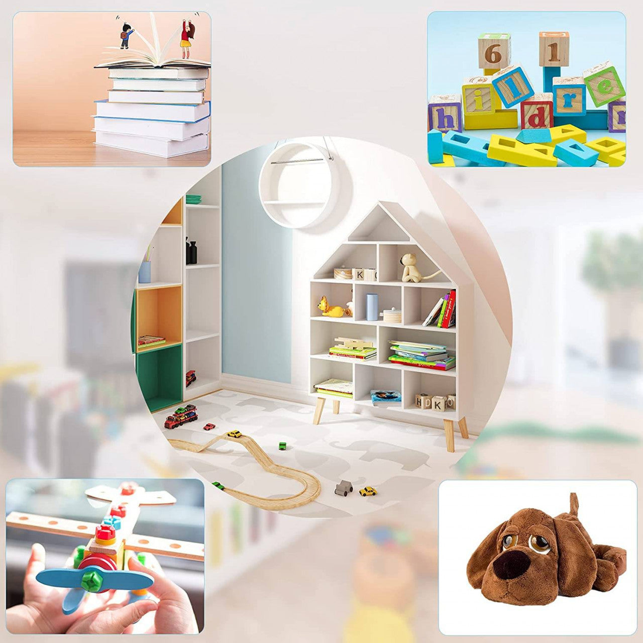 24goodz Kids Bookcase - Stable and Safe Design - Ample Storage Space - MDF - For Children aged 3 and up - White