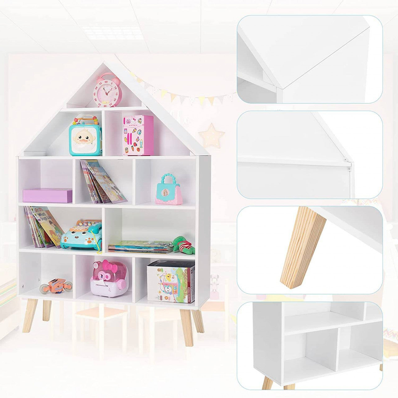 24goodz Kids Bookcase - Stable and Safe Design - Ample Storage Space - MDF - For Children aged 3 and up - White