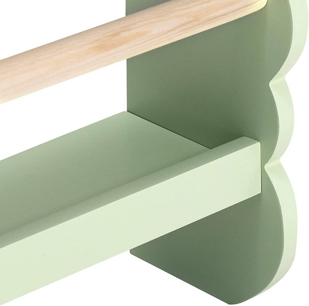 24goodz Kids Book Shelf Wall Unit - Safe and Eco-Friendly - E1 MDF and Pine Wood - For Children 3+ - Green + Light Oak