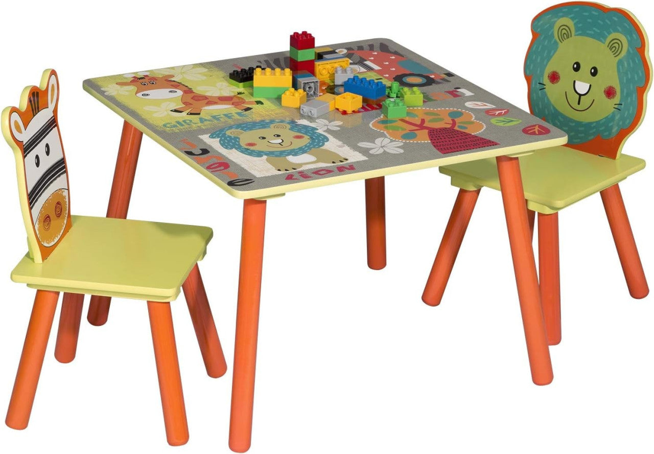 24goodz Kids Table and Chair Set - Stable and Durable Design - Easy to Clean - MDF - For Children from 2 years - Forest Theme