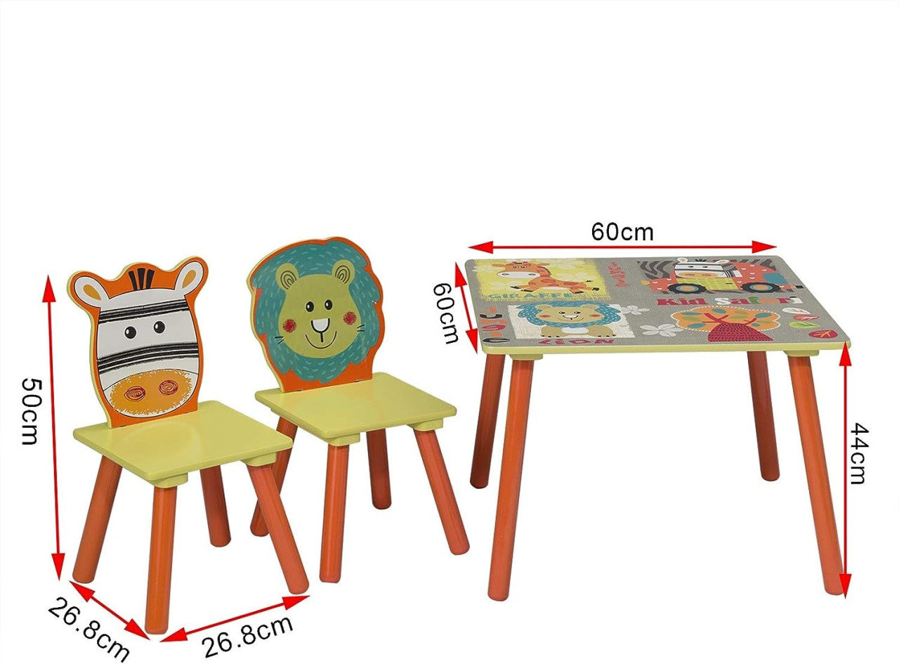 24goodz Kids Table and Chair Set - Stable and Durable Design - Easy to Clean - MDF - For Children from 2 years - Forest Theme