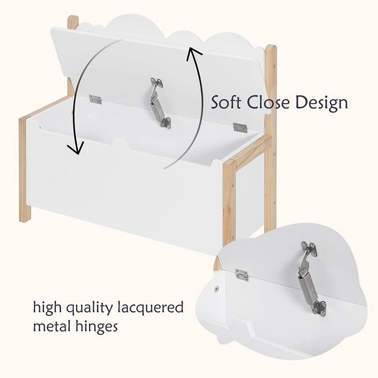 24goodz Kids Bench with Storage - Safe Design - Soft-Close Hinges - MDF and Solid Wood - For Children 3+ - Green + Light Oak - ws