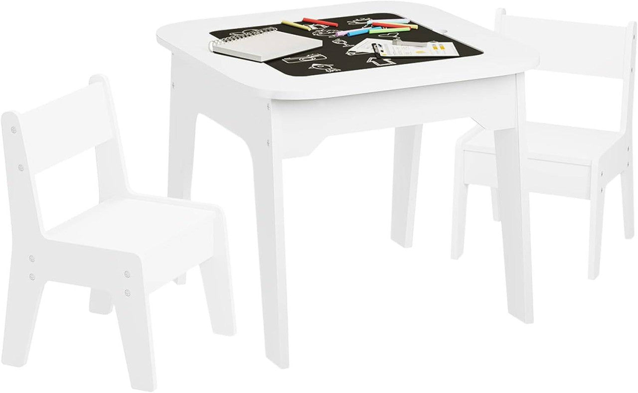 24goodz Kids Table and Chair Set - Space-Saving Design - Durable MDF - For Children aged 3 to 7 - White