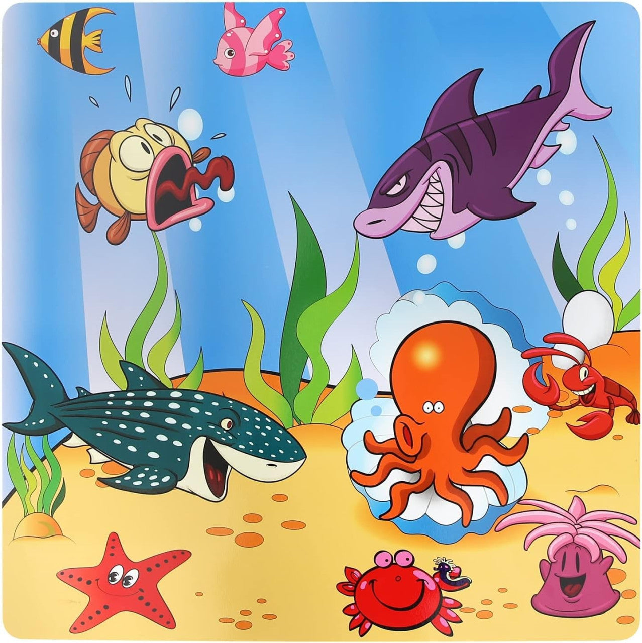 24goodz Kids Table with 2 Chairs - Solid and Stable - Attractive Ocean Design - MDF - For Children - Table: 60x60x44 cm