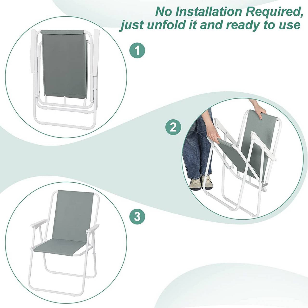 24goodz Lightweight Folding Chair - Compact and Portable - 600D Oxford Fabric - For Outdoor Enthusiasts - Dark Grey - dgr