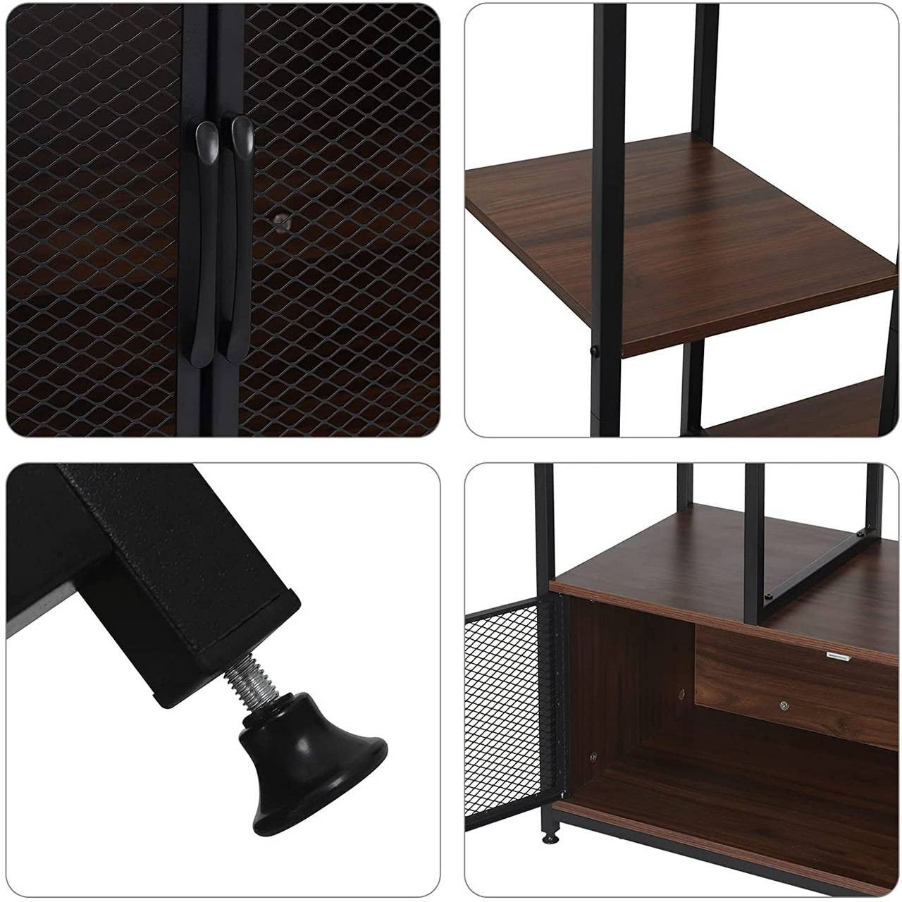24goodz Open Wardrobe with Storage Cabinet - Multifunctional Design - High-Quality MDF and Steel - For Home Use - Dark Beech + Black - dc