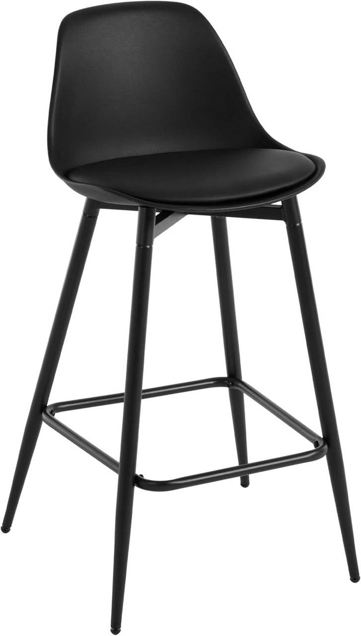 24goodz Bar Stool - Enhanced Comfort - Improved Stability - PP and Metal - For Home and Kitchen - Black
