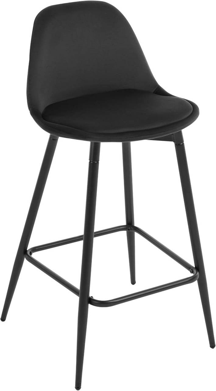 24goodz Velvet Bar Stool - Enhanced Comfort - Stylish Design - Velvet & Metal - For Home & Kitchen - Black
