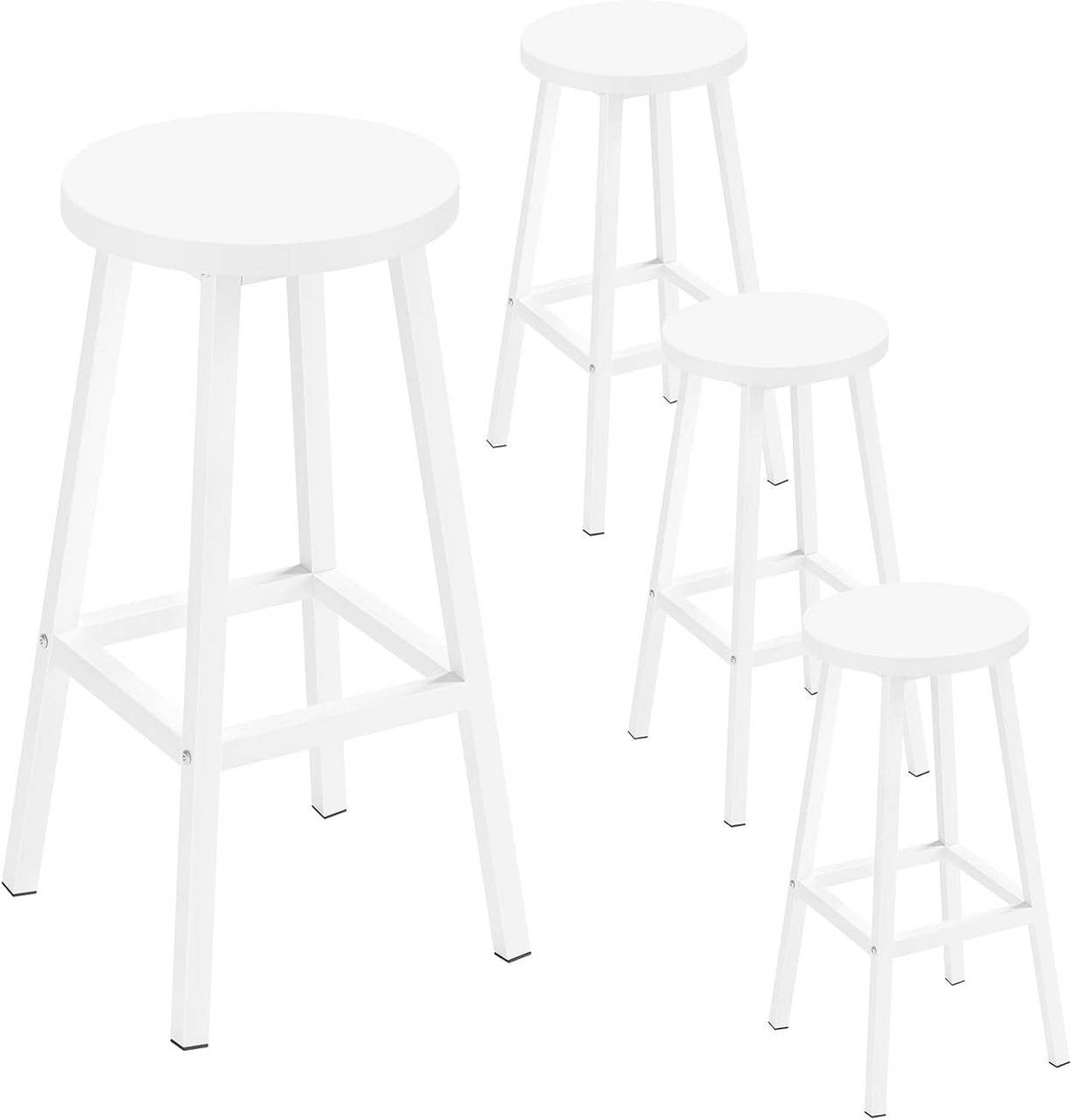 24goodz Round Bar Stool with Metal Frame - Sturdy and Stylish - E1 Wood and Metal - For Home Bars and Kitchens - White