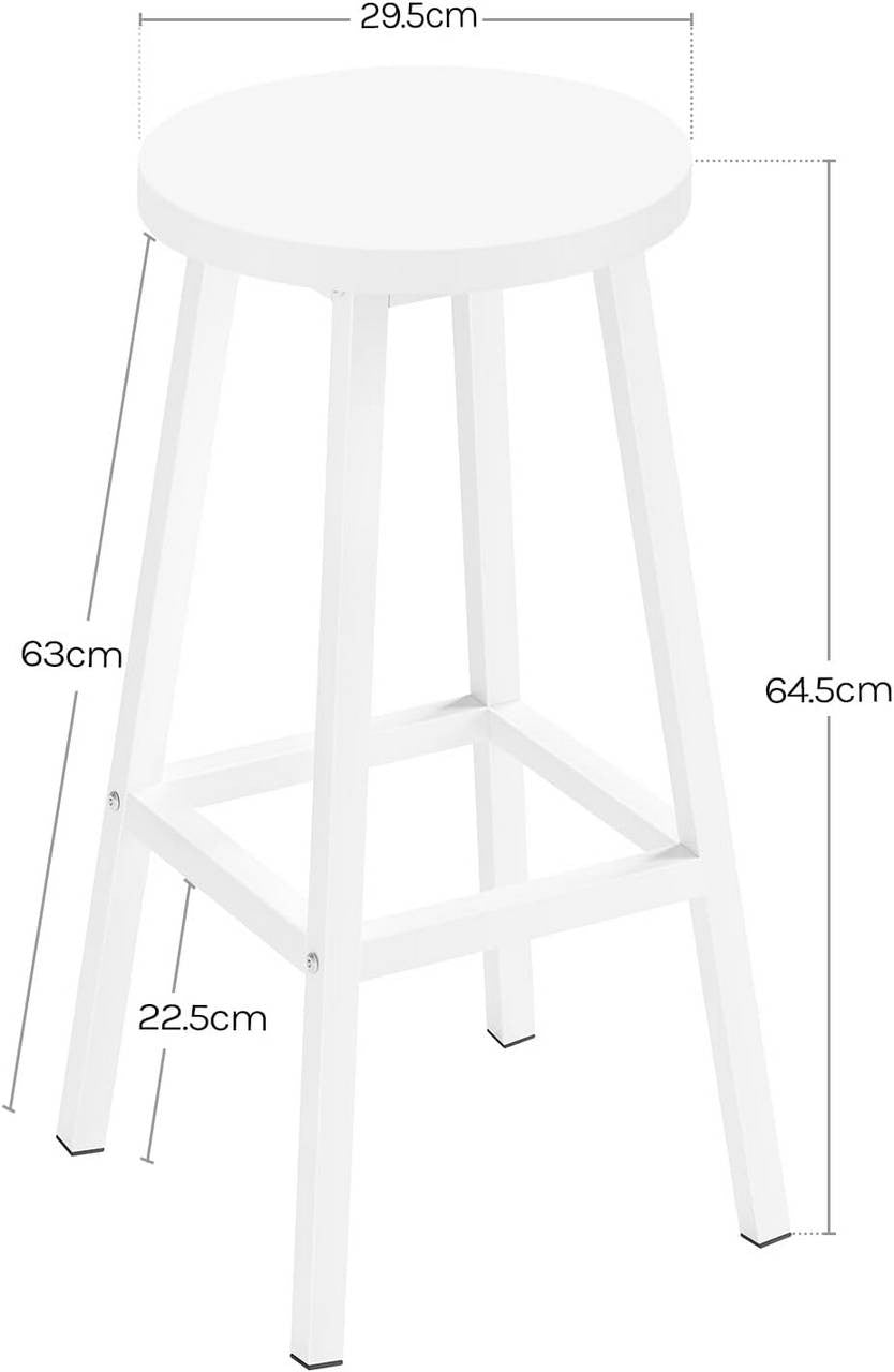 24goodz Round Bar Stool with Metal Frame - Sturdy and Stylish - E1 Wood and Metal - For Home Bars and Kitchens - White