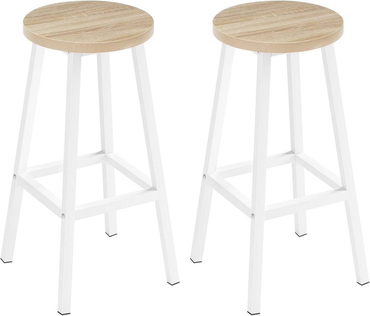24goodz Round Bar Stool with Metal Frame - Robust and Stylish - E1 Wood and Metal - For Home and Dining - Light Oak