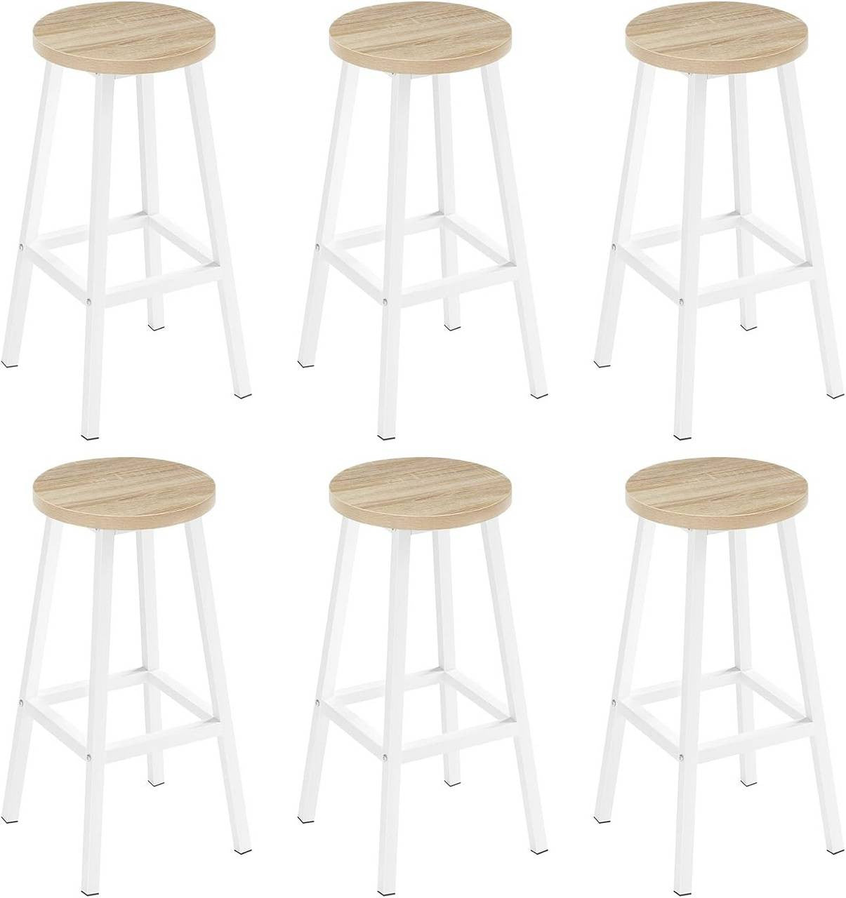 24goodz Round Bar Stool with Metal Frame - Durable and Stylish - E1 Wood and Metal - For Home and Bar Use - Light Oak