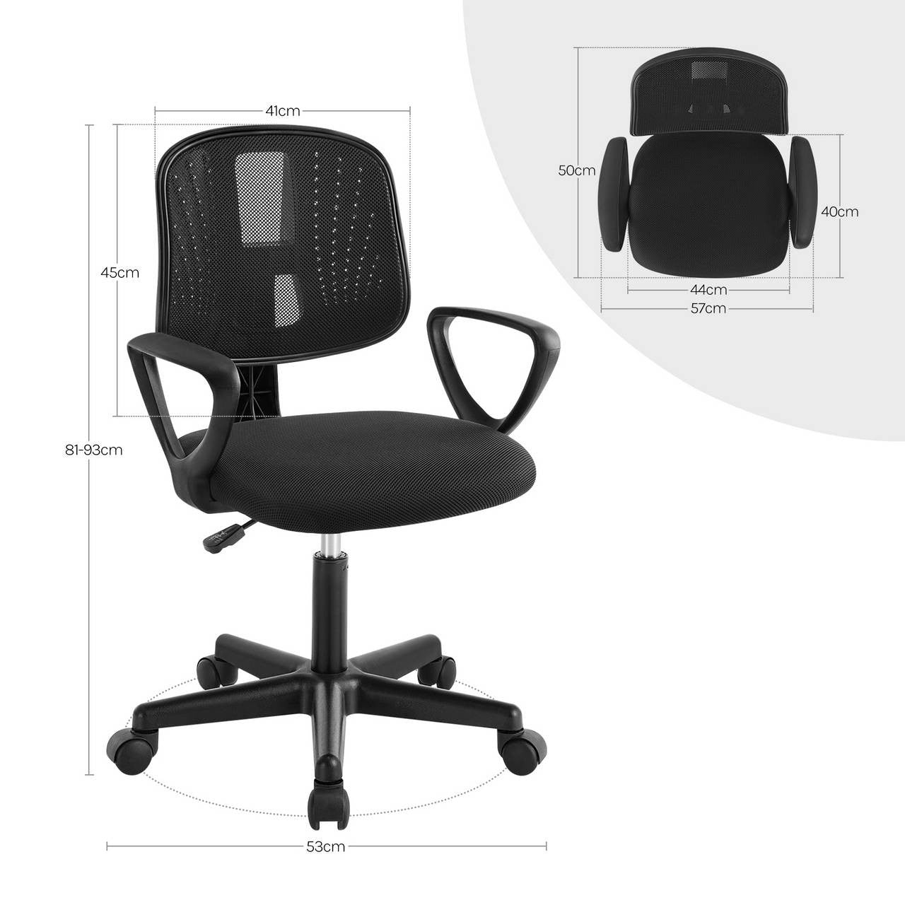 24goodz Ergonomic Kids Office Chair - Breathable Mesh Design - Adjustable Height - For Children and Teens - Black
