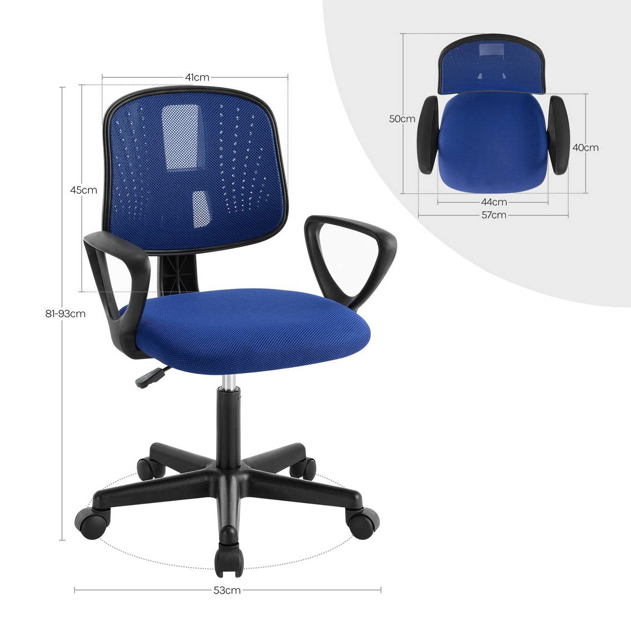 24goodz Ergonomic Kids Office Chair - Breathable Mesh Fabric - Adjustable Height - For Children and Teens - Blue