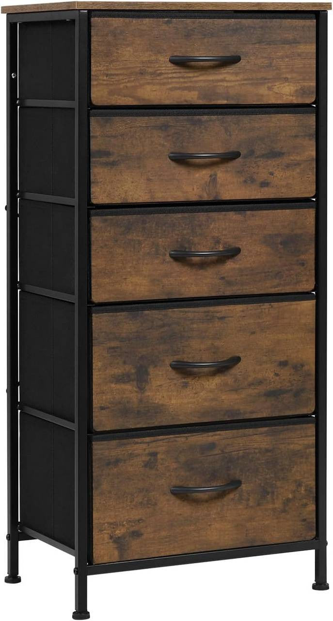 24goodz Vintage 5-Drawer Dresser - Stylish Storage Solution - Durable MDF and Metal Frame - For Every Room - 45.5 x 95.5 x 30 cm