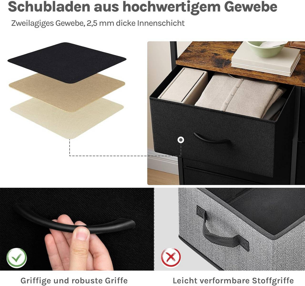 24goodz 8-Drawer Storage Cabinet - Versatile Storage Solutions - E1 Wood Material - For Home Organization - Rustic Brown + Black