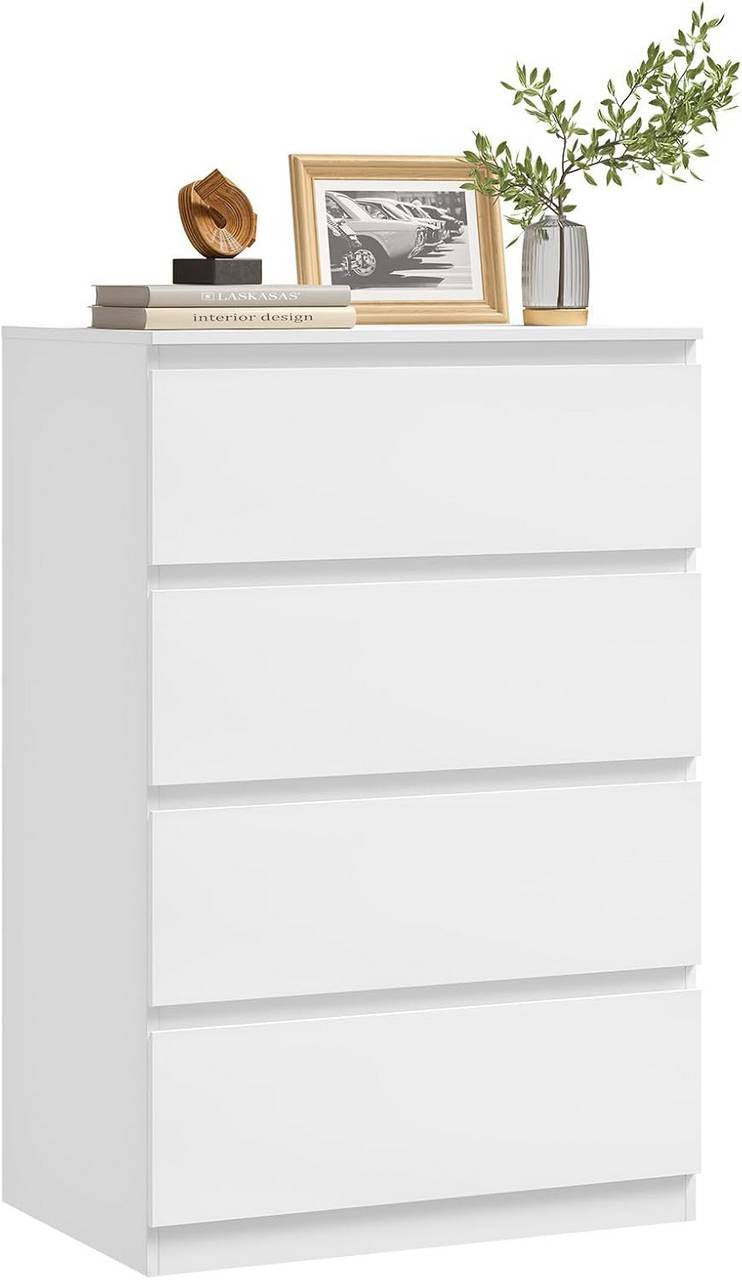 24goodz 4-Drawer Chest - Ample Storage Space - Modern Design - E1 Wood - For Bedroom and Living Room - White
