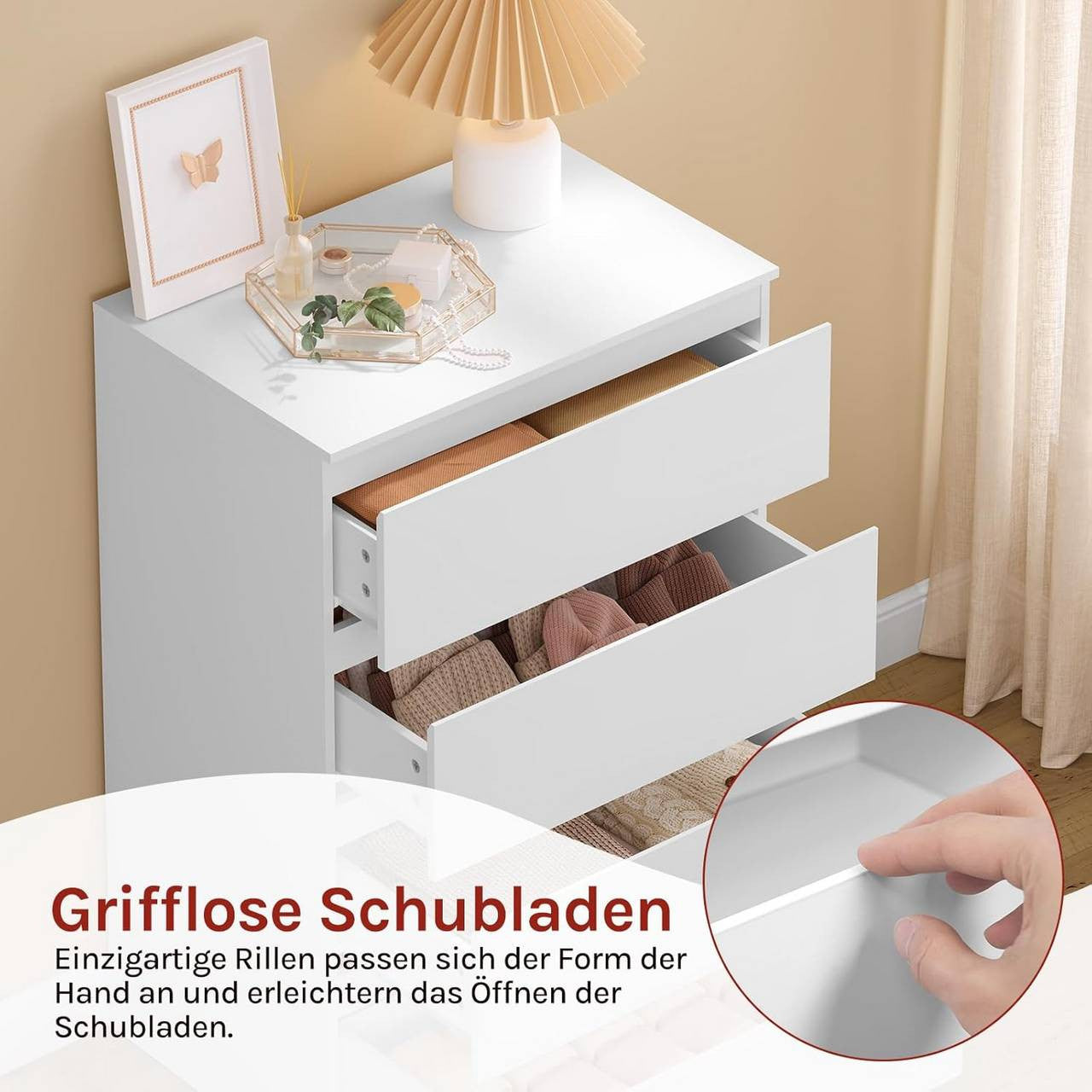 24goodz 4-Drawer Chest - Ample Storage Space - Modern Design - E1 Wood - For Bedroom and Living Room - White