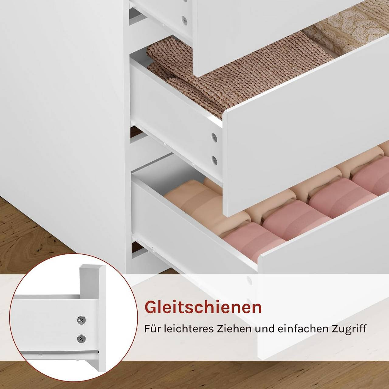 24goodz 4-Drawer Chest - Ample Storage Space - Modern Design - E1 Wood - For Bedroom and Living Room - White