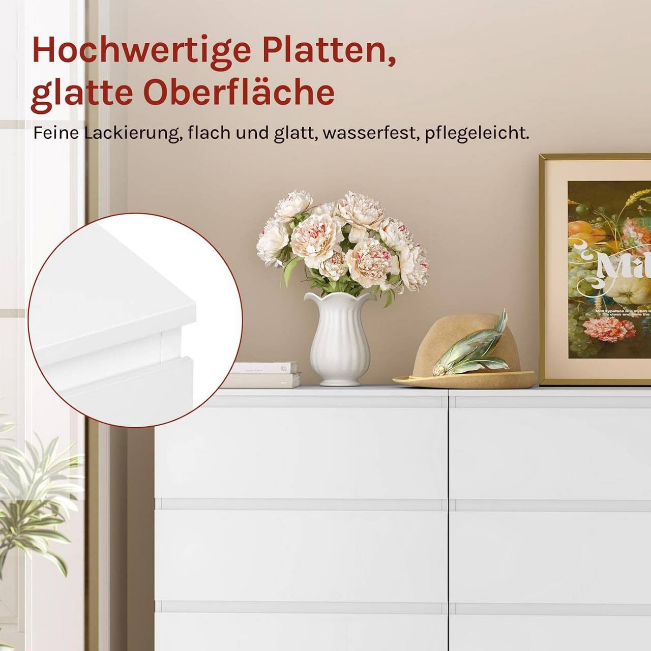 24goodz 4-Drawer Chest - Ample Storage Space - Modern Design - E1 Wood - For Bedroom and Living Room - White