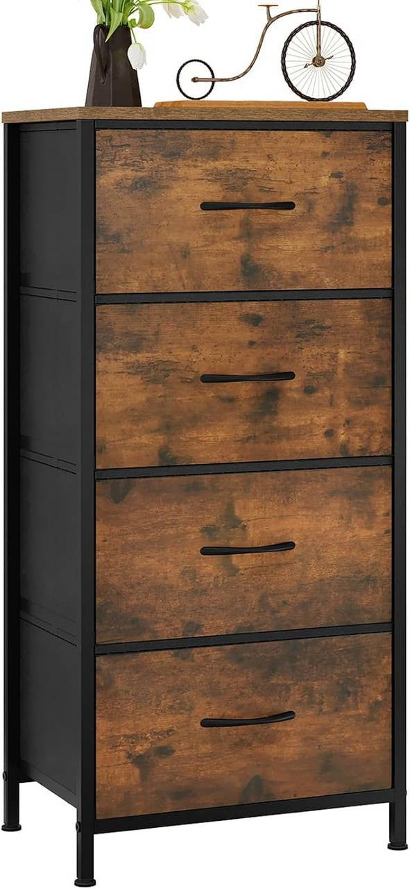 24goodz Vintage Brown Drawer Cabinet - Strong and Sturdy Construction - Multifunctional - E1 Wood Material - For Home Organization - 45 x 95 x 30 cm