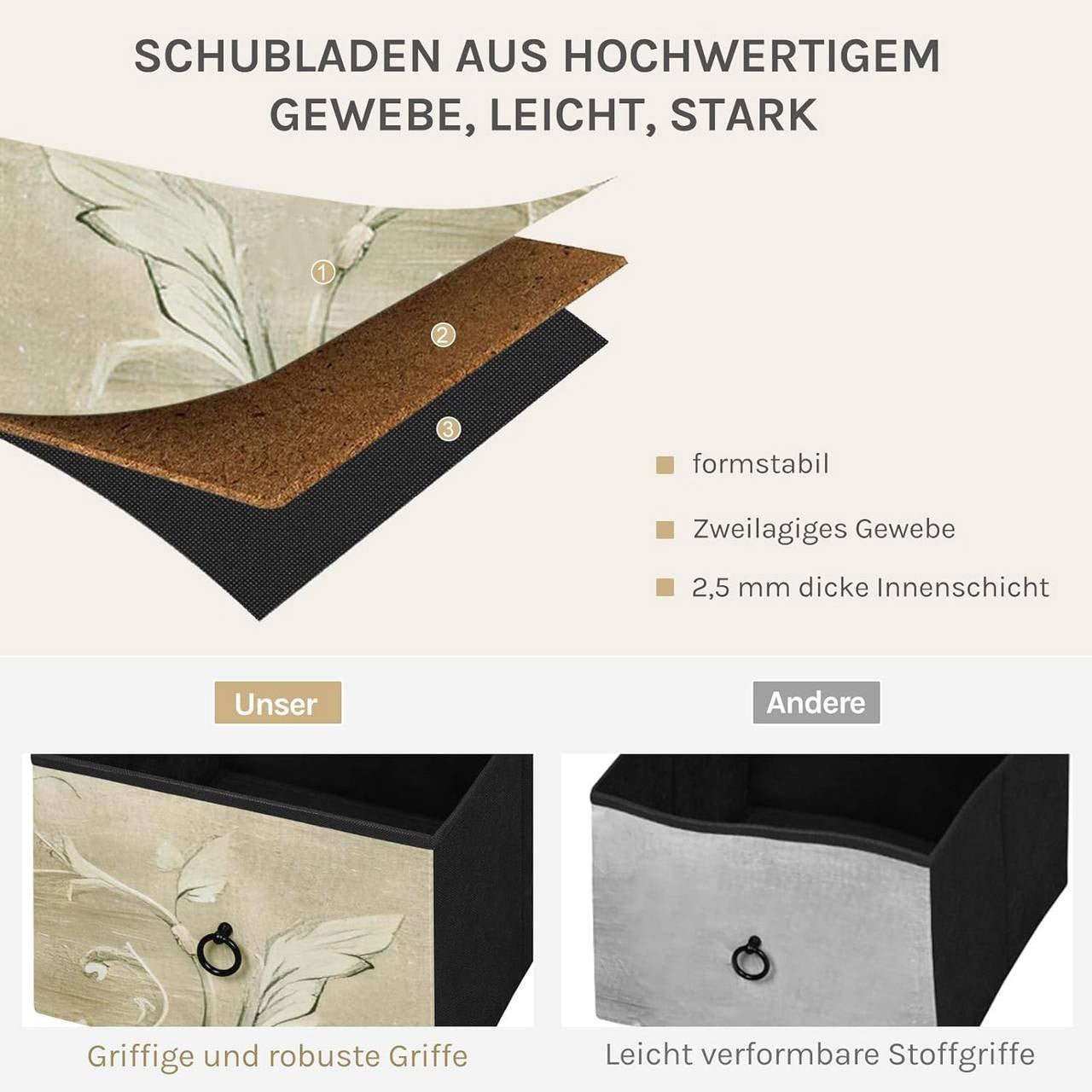 24goodz Vintage Floral 5-Drawer Chest - Unique Chic Design - Durable Metal and Wood - For Home Organization - Rustic Brown + Black