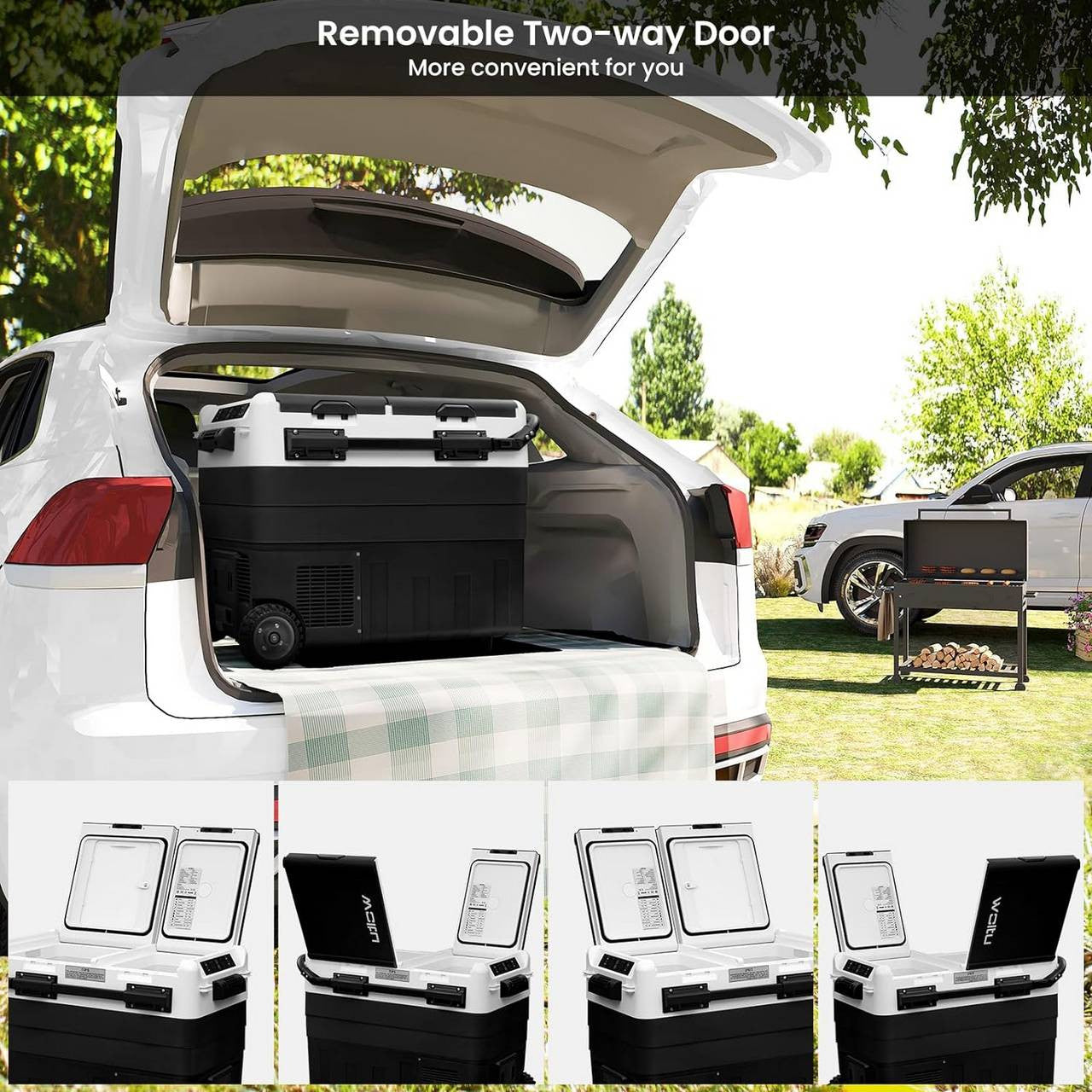 24goodz Compressor Cooler Box - Large Capacity with Dual Temperature Zones - Energy Efficient - For Outdoor Enthusiasts - Black and White
