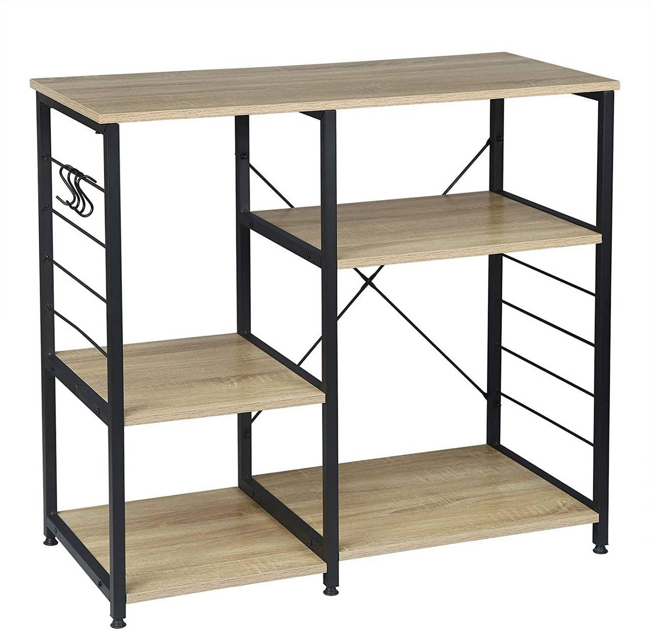 24goodz Kitchen Shelf - Stylish and Versatile Design - Durable MDF and Steel - Black Oak Light - 90x40x83.5cm - hei