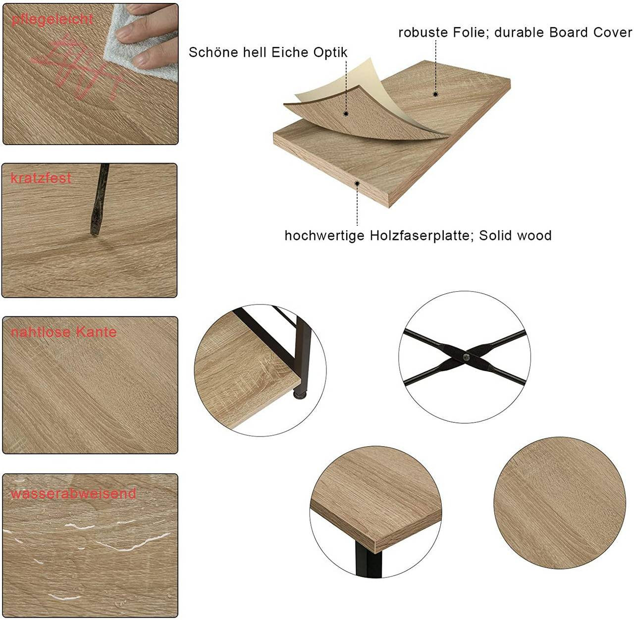 24goodz Kitchen Shelf - Stylish and Versatile Design - Durable MDF and Steel - Black Oak Light - 90x40x83.5cm - hei