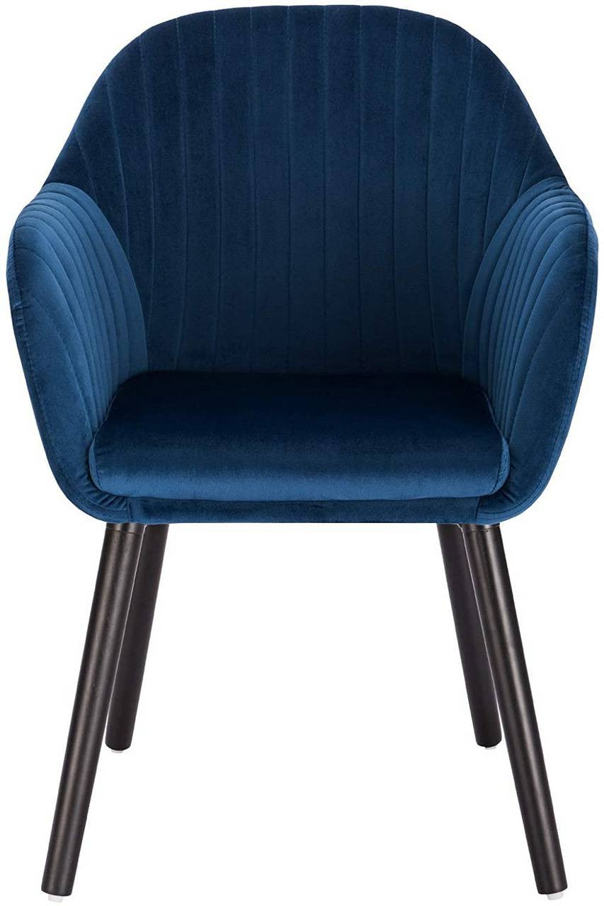24goodz Upholstered Dining Chair with Armrests - Ergonomic Comfort - Durable Velvet and Solid Wood - Blue