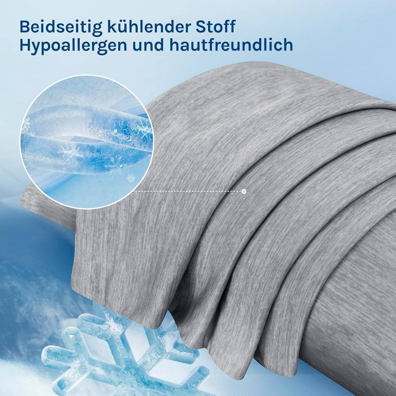 24goodz Cooling Pillowcase Set of 2 - Soft and Breathable Cooling Fiber - Hidden Zipper - Grey - 30x50 cm
