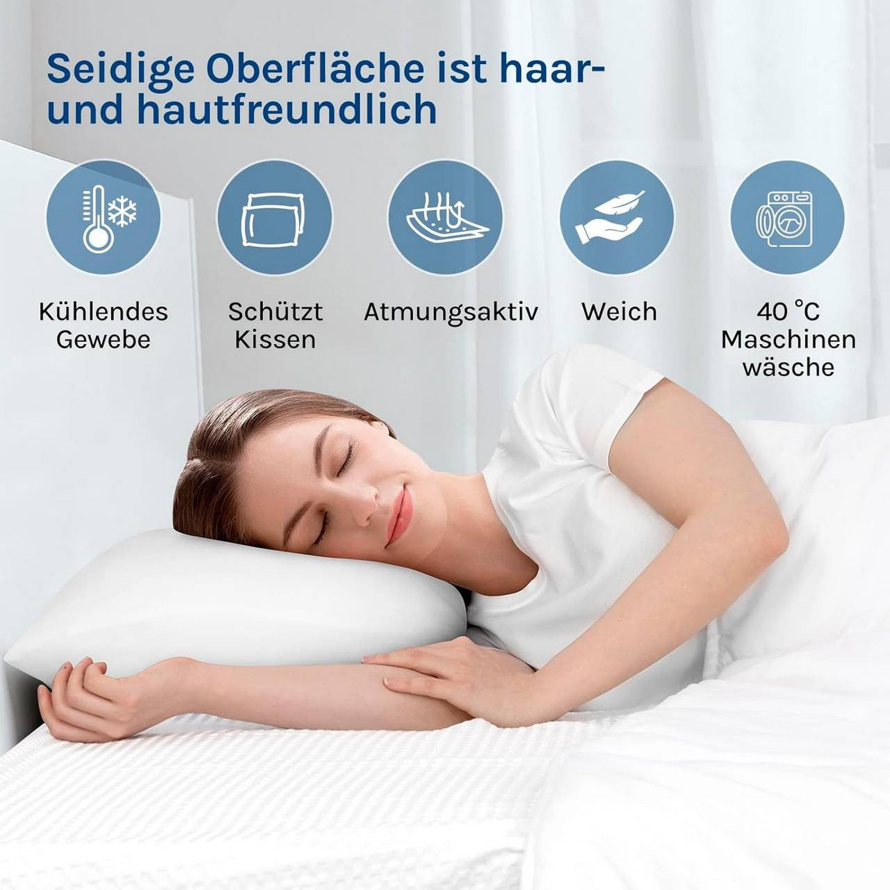 24goodz Cooling Pillowcase Set of 2 - Breathable Comfort - Cooling Fiber with Arc-Chill Technology - White - 30x50 cm