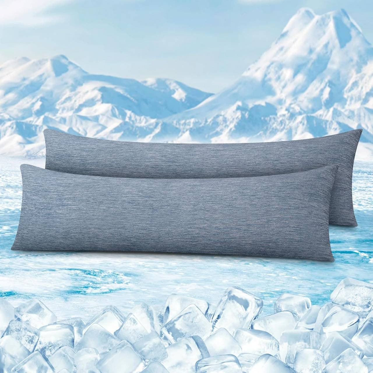 24goodz Cooling Pillowcase Set of 2 - Arc-Chill Technology for Ultimate Comfort - Soft Breathable Cool Fiber - Blue - 40x145 cm