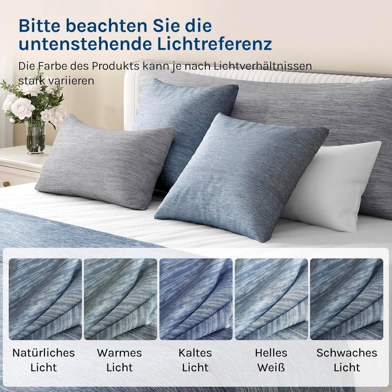 24goodz Cooling Pillowcase Set of 2 - Arc-Chill Technology for a Comfortable Sleep - Soft Breathable Cool Fiber - Blue - 40x40 cm