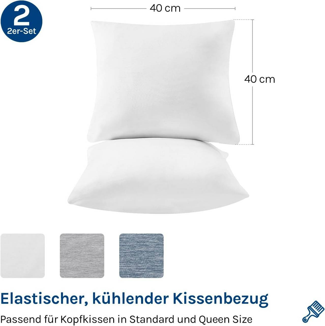 24goodz Cooling Pillowcase Set of 2 - Arc-Chill Technology for Comfortable Sleep - Soft Breathable Cooling Fiber - White - 40x40 cm