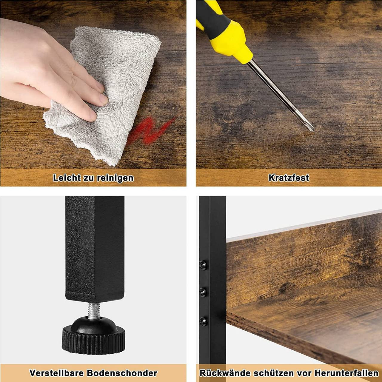 24goodz Storage Shelf with 5 Levels - Versatile Use - Stylish and Durable - MDF + Metal - Black + Light Oak - hov