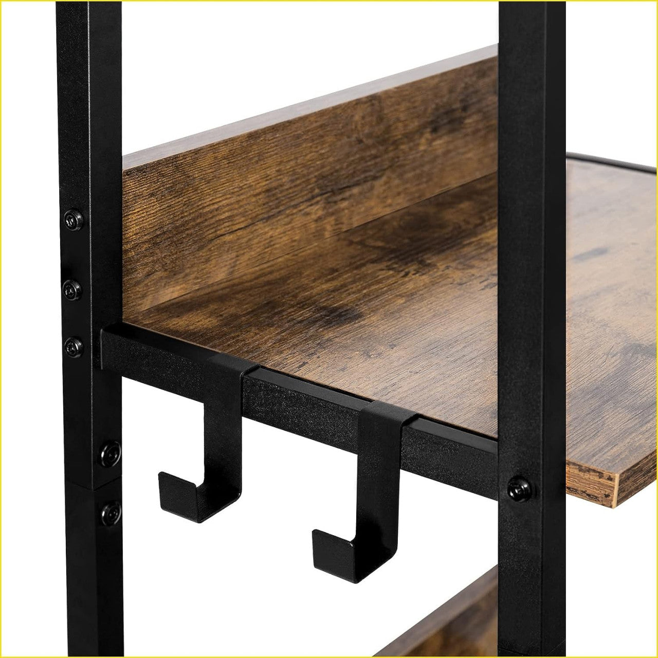 24goodz Storage Shelf with 5 Levels - Versatile Use - Stylish and Durable - MDF + Metal - Black + Light Oak - hov