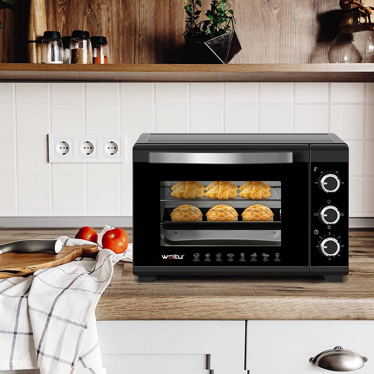 24goodz Mini Oven 28 L - Intelligent Cooking with 3 Heating Modes - 1600 W - Black - Sz