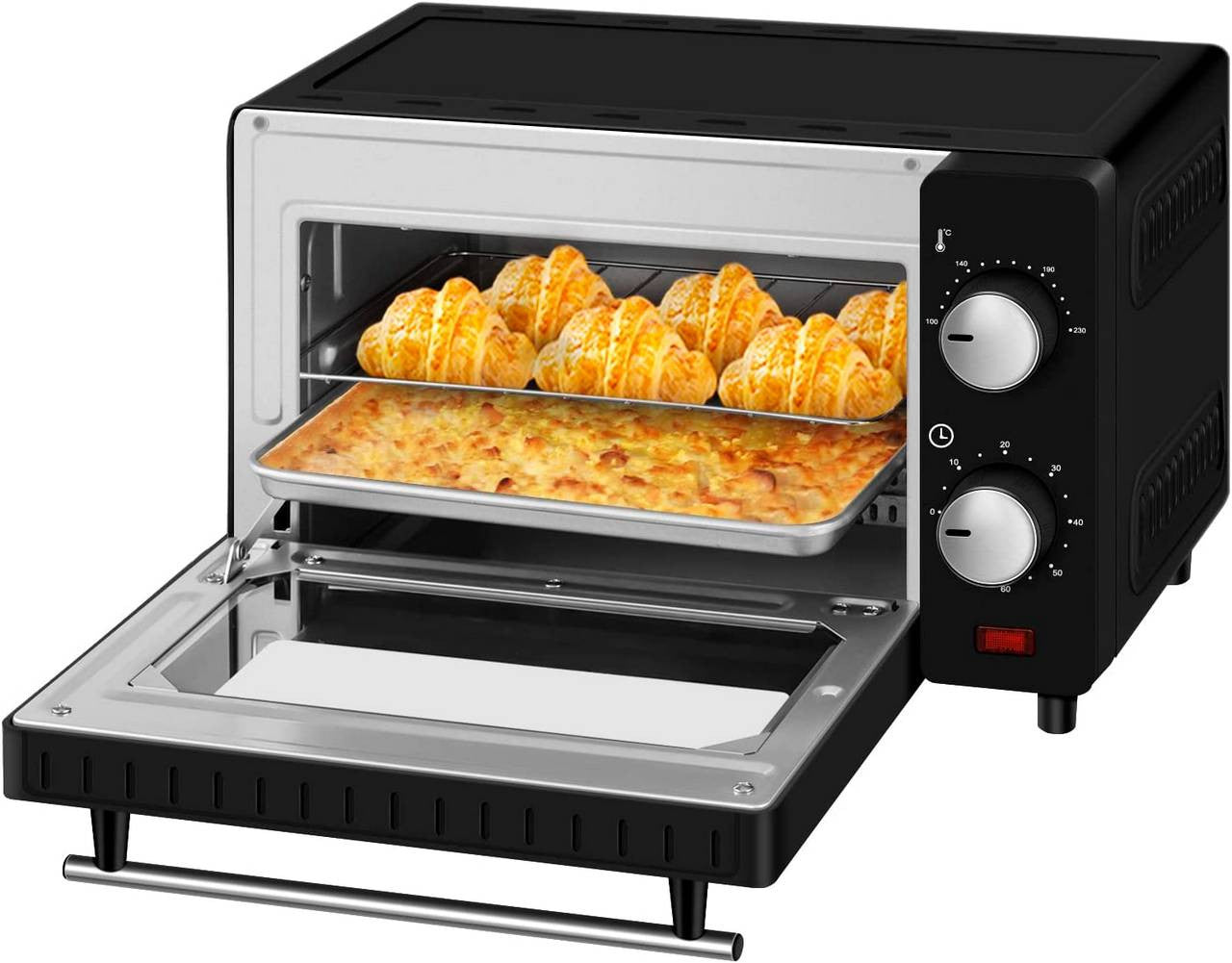 24goodz Mini Oven 10 Liter - Compact Design - Multifunctional Cooking - 650 W - For Small Spaces - Red/White/Black - sz
