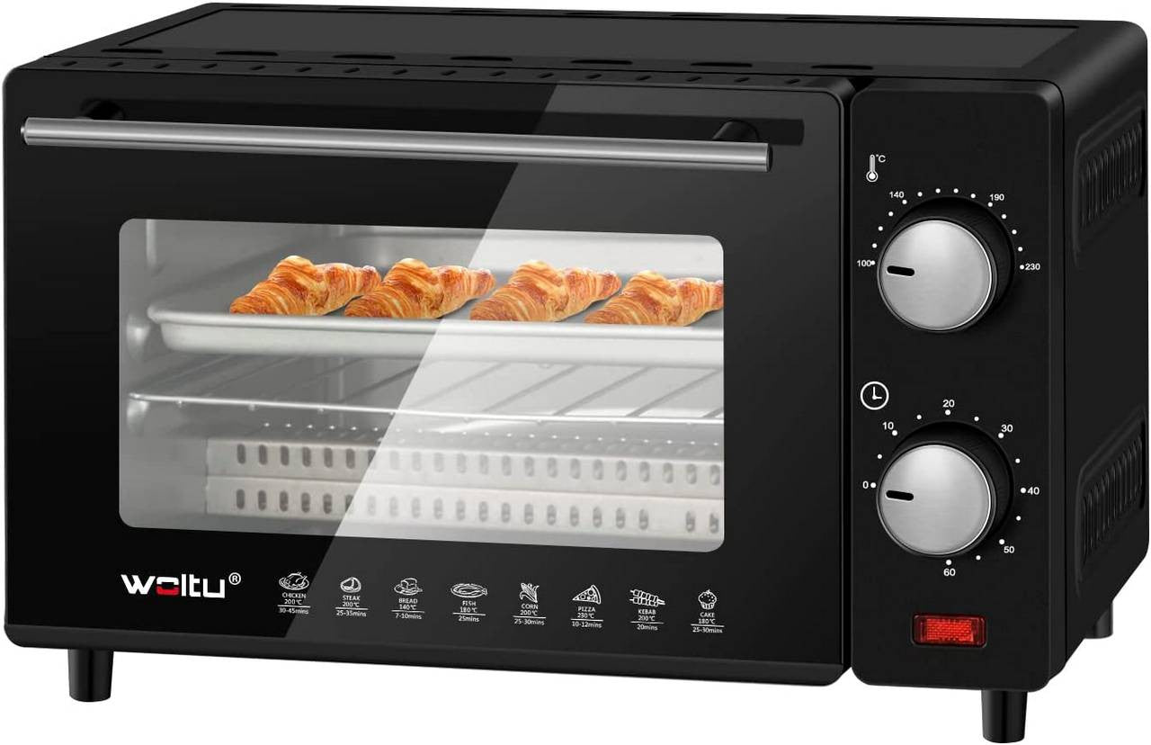 24goodz Mini Oven 10 Liter - Compact Design - Multifunctional Cooking - 650 W - For Small Spaces - Red/White/Black - sz