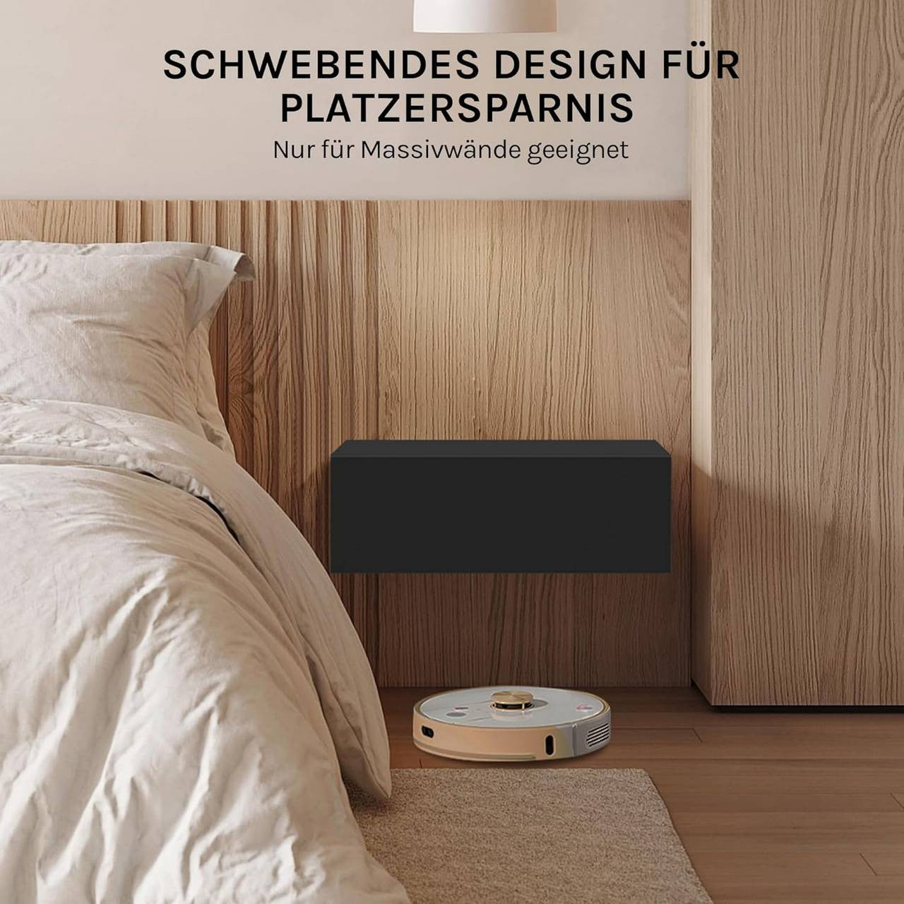 24goodz Set of 2 Floating Nightstands - Space-Saving Design - Durable MDF - For Bedroom or Living Room - Black - 40 x 30 x 14 cm