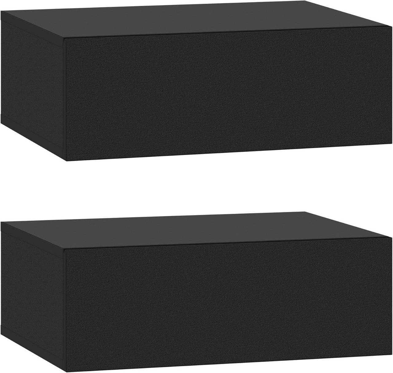 24goodz Set of 2 Floating Nightstands - Space-Saving Design - Durable MDF - For Bedroom or Living Room - Black - 40 x 30 x 14 cm