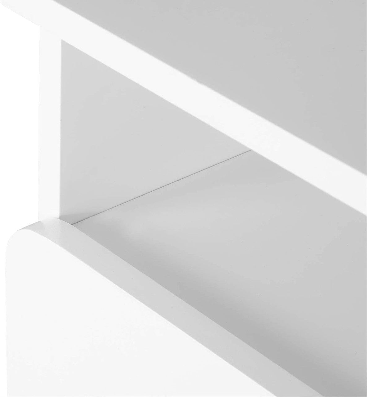 24goodz Nightstand with Drawer and Open Compartment - Space-saving Design - Durable MDF and Solid Wood - For Bedroom and Living Room - White + Wood Colour - ws