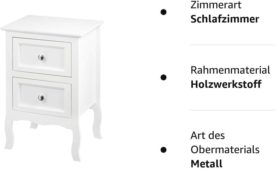24goodz Elegant Nightstand - Ample Storage Space - Easy to Clean - MDF - For Bedroom and Living Room - White - ws