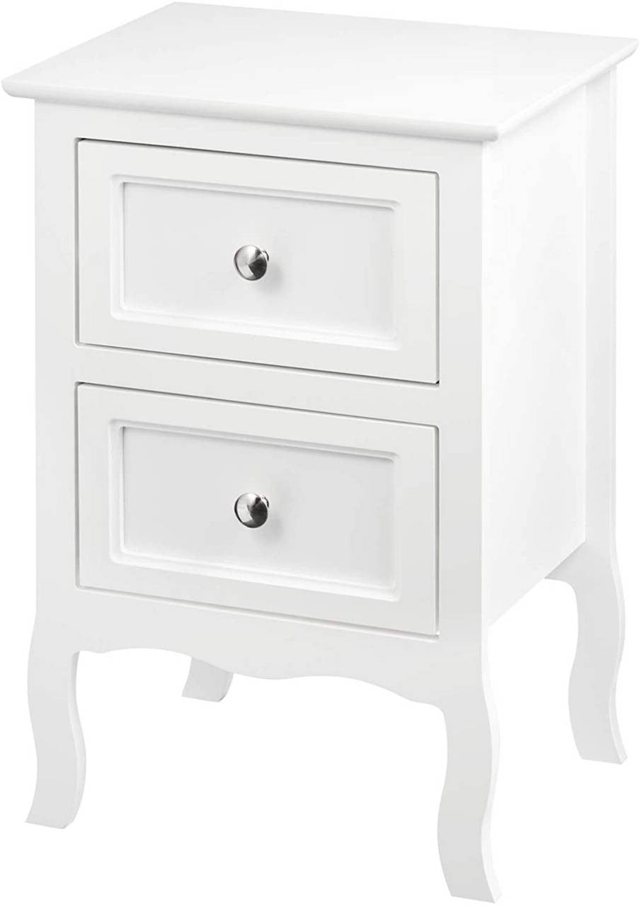 24goodz Elegant Nightstand - Ample Storage Space - Easy to Clean - MDF - For Bedroom and Living Room - White - ws