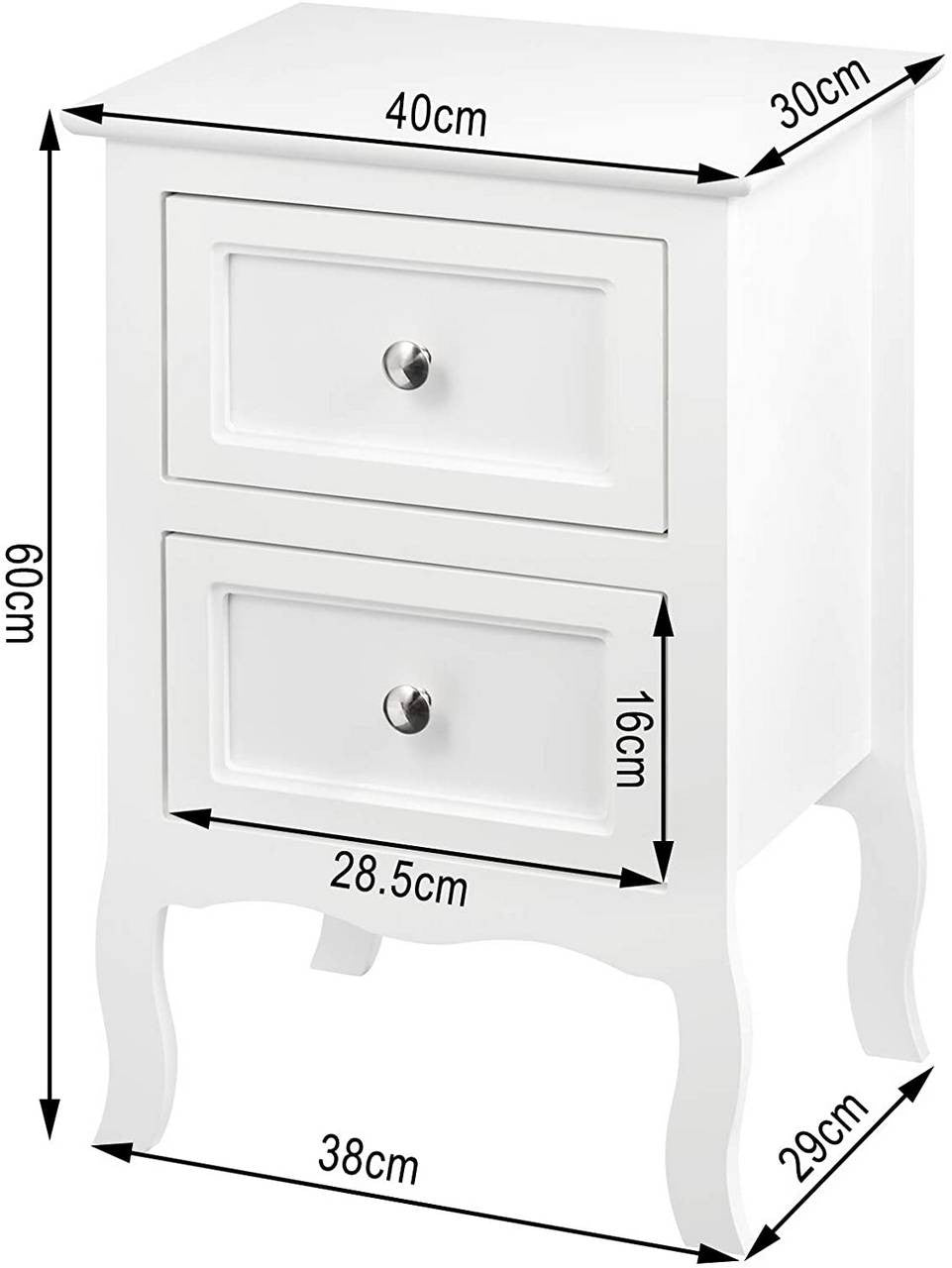 24goodz Elegant Nightstand - Ample Storage Space - Easy to Clean - MDF - For Bedroom and Living Room - White - ws