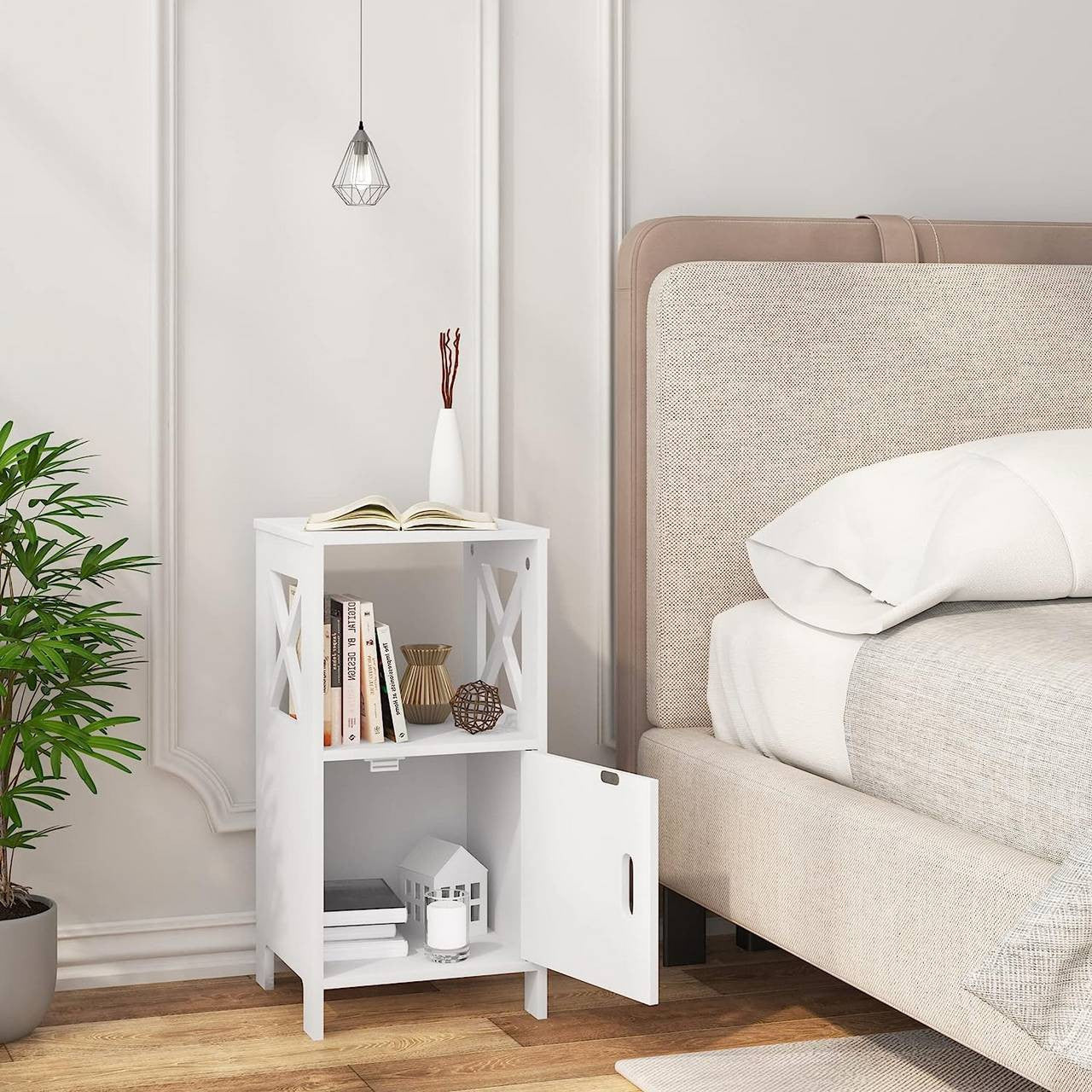 24goodz Small Nightstand - Spacious Storage - Easy to Assemble - MDF - For Any Room - White - ws