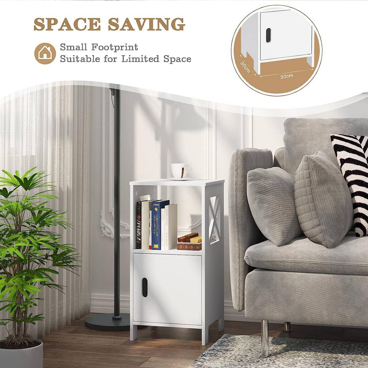 24goodz Small Nightstand - Spacious Storage - Easy to Assemble - MDF - For Any Room - White - ws